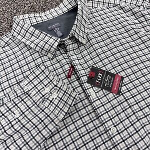 Mens 4XL Dress‎ Shirt-Van Heusen Flex Easy Care Plaid Soft Touch Brown Black NWT